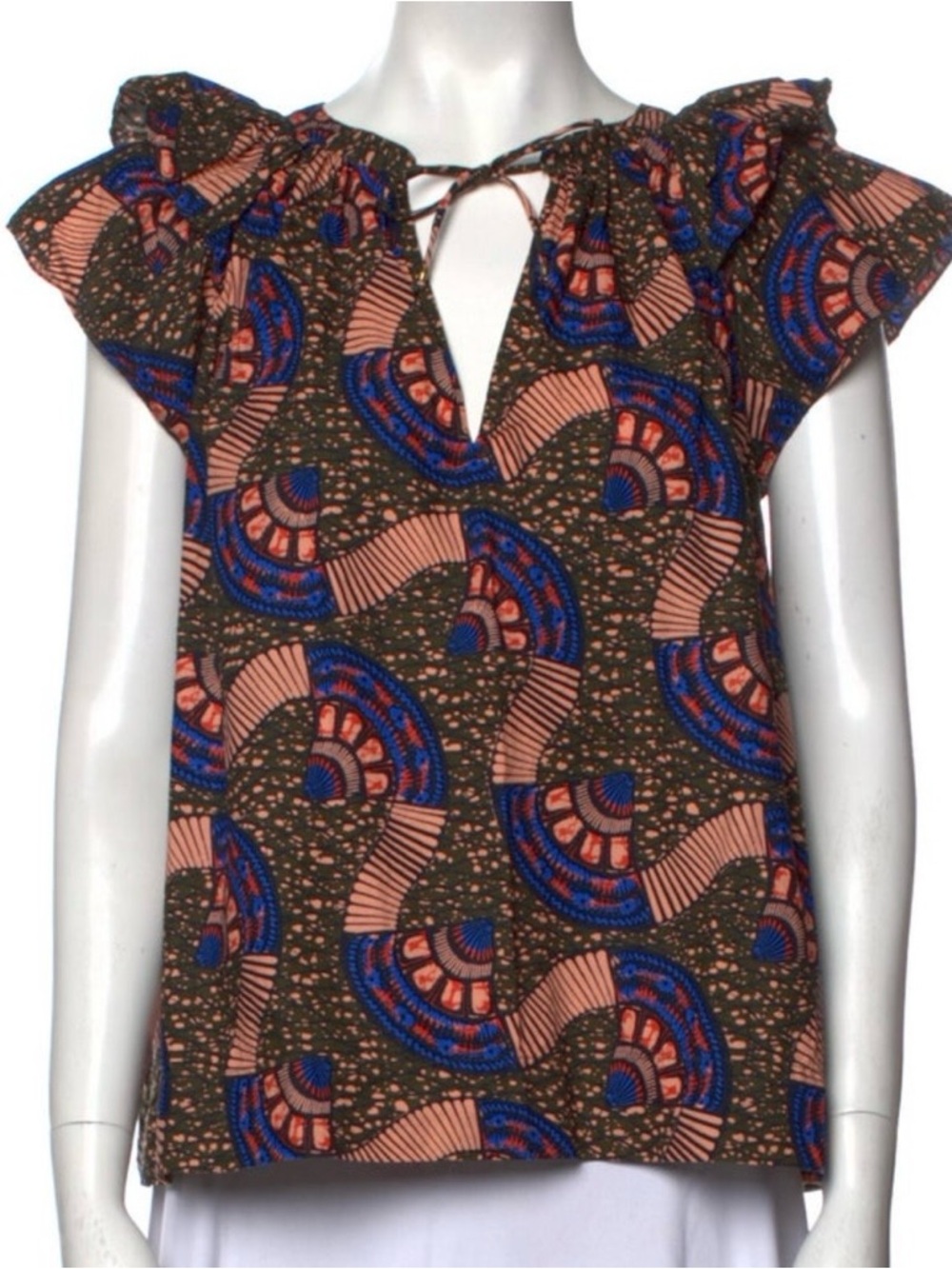 Ulla Johnson Printed Tie Neck Blouse